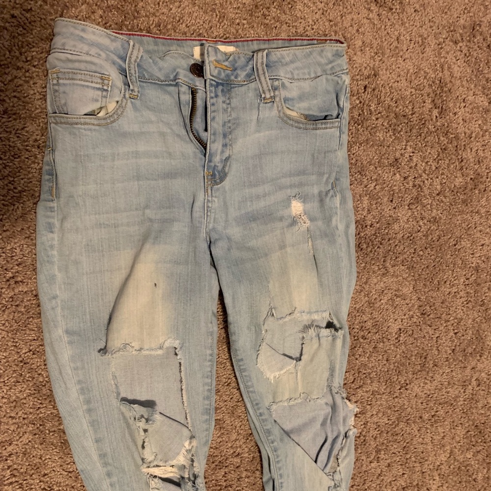 Light wash distressed jeans